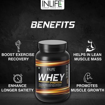 INLIFE Whey Protein Powder - Chocolate Flavour 1 kg - Whey Proteins