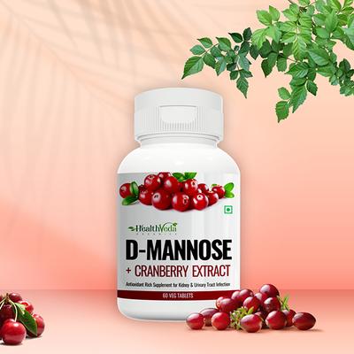 Health Veda D Mannose + Cranberry Extract Veg Tablet 60 ml - Herbal Dietary Supplement