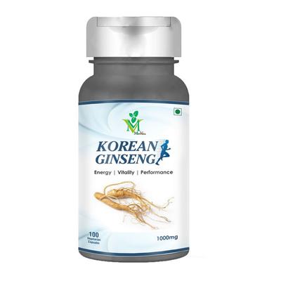 Mint Veda Korean Ginseng 1000 mg Veg Capsule 100's - Herbal Dietary Supplement