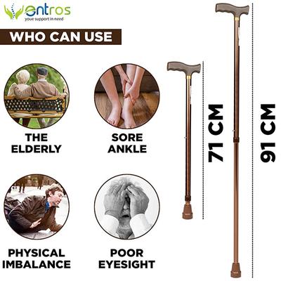 Entros Height Adjustable Walking Stick - Brown (KL920L) - Wheelchairs & Walking Sticks