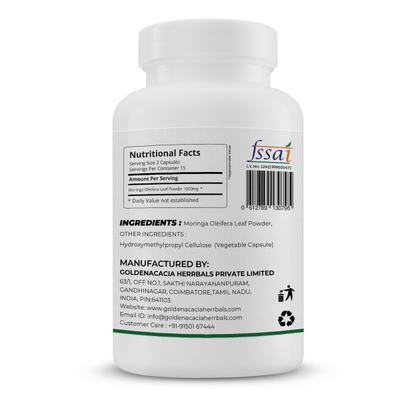 Goldenacacia Herrbals Moringa Leaf 500 mg Capsule 30's - Pure Herbs