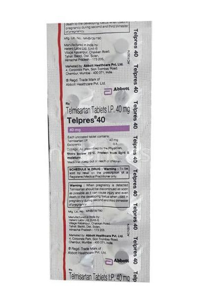 Telpres 40mg Tablet 10'S - Hypertension-Ang