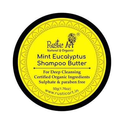 Rustic Art Organic Mint Eucalyptus Shampoo Butter 100 gm - Shampoos