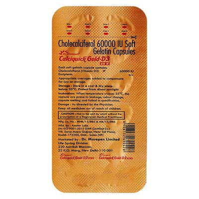 CALCIQUICK GOLD D3 60k Capsule 8's - Supplements-Vic