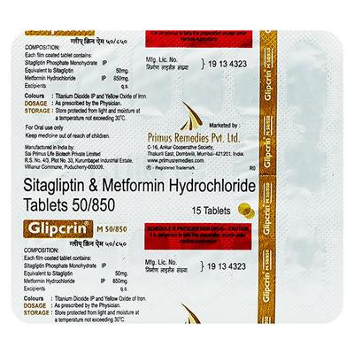 GLIPCRIN M 50/850 Tablet 15's - Diabetes-Ant