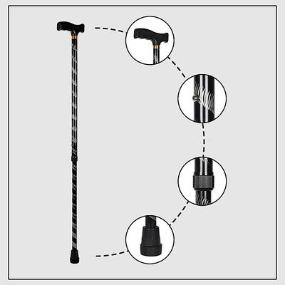 Paxmax Premium Aluminum L Type Walking Stick - Black Carving - Walker & Walking Stick
