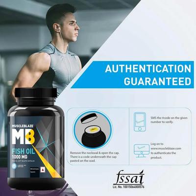 MuscleBlaze Fish Oil 1000 mg Capsules 90's - Omega Fish Oil Fatty Acids
