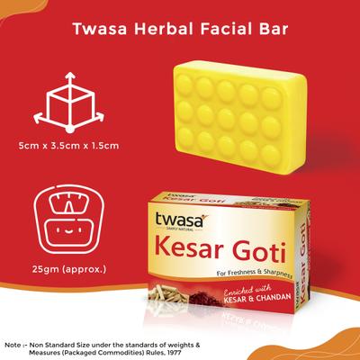 Twasa Kesar Goti Bath Soap - Kesar & Chandan (Pack of 3 x 25 gm) - Soaps