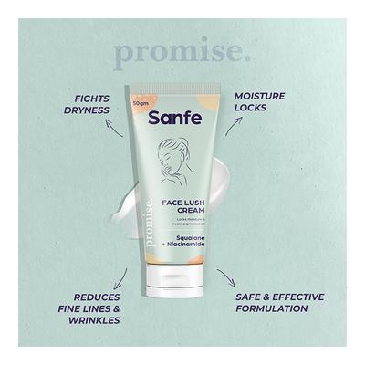 Sanfe Promise Face Lush Cream - Squalane + Niacinamide 50 gm - Face Creams