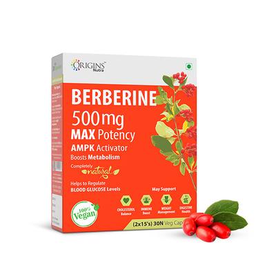Origins Nutra Berberine 500 mg Veg Capsule (Pack of 2 x 15's) - Herbal Dietary Supplement