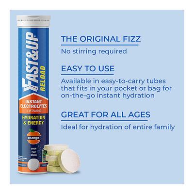 Fast&Up Reload Hydration and Energy Effervescent Tablet - Orange Flavour 20's - Energy Drinks