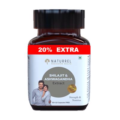 Naturrel Shilajit & Ashwagandha Extract Capsule 50's + Free 10's - Ashwagandha