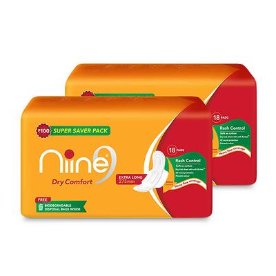 Niine Sanitary Pads Extra Long (Pack of 2 x 18's) - Sanitary Napkins