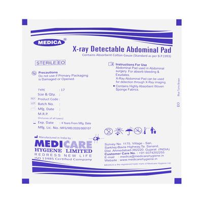 Medica X - Ray Detectable Abdominal Pad 25 cm x 25 cm x 8 PLY 1's - Bandages & Dressings
