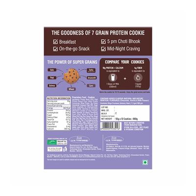 RiteBite Max Protein 7 Grain Breakfast Cookie Combo - Choco Chips + Oats & Raisins (Pack of 24 x 55 gm) - Nutritional Bars