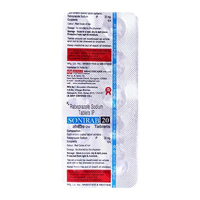 SONIRAB 20mg Tablet 10's - Ulcer/Reflux/Flatulence-Aaa