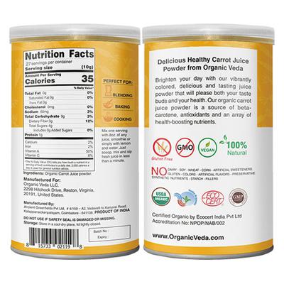 Organic Veda Carrot Juice Powder 227 gm - Pure Herbs
