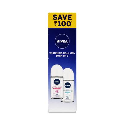Nivea Roll-On Deodorant - Whitening Smooth Skin 50 ml + Whitening Sensitive 50 ml (Pack of 2) - Deodorants/Roll-Ons