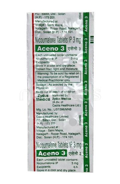 Aceno 3mg Tablet 10'S - Blood Clot-Ant