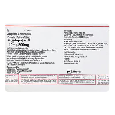 GLEDEPA MET XR 500mg Tablet 7's - Diabetes-Ant