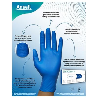 Ansell Micro Touch Nitrile Examination Gloves - Royal Blue (XL) 100's - Surgical Consumable