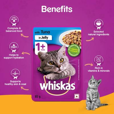 Whiskas Adult Tuna in Jelly (Pack of 85gm x 96) 8160 gm - Petfood