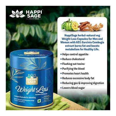 Happi Sage Weight Loss Premium Natural Veg Capsule 90's - Weight Loss