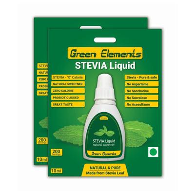 Green Elements Stevia Sugarfree Liquid (Pack of 2 x 10 ml) - Sugar Substitutes (Fitness)
