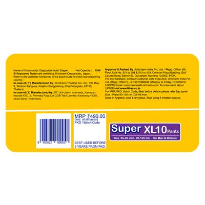 Lifree Extra Absorb Diaper Pants - Super (XL) 10's - Adult Diapers & Pads