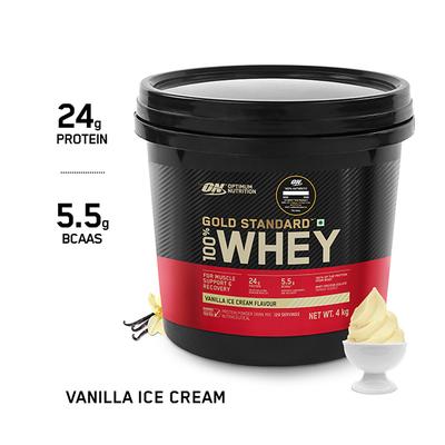 Optimum Nutrition (ON) 100% Whey Gold Standard Powder - Vanilla Ice Cream 4 kg - Whey Proteins