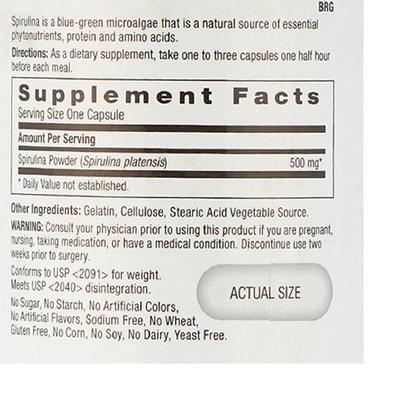 GNC Spirulina Capsules 100's - Herbal Dietary Supplement