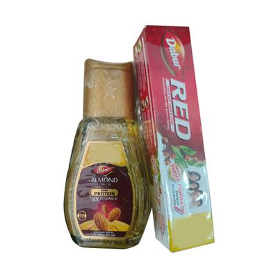 Dabur Almond Hair Oil 50 ml (Free Dabur Red Toothpaste 18 gm) - Hair Oils