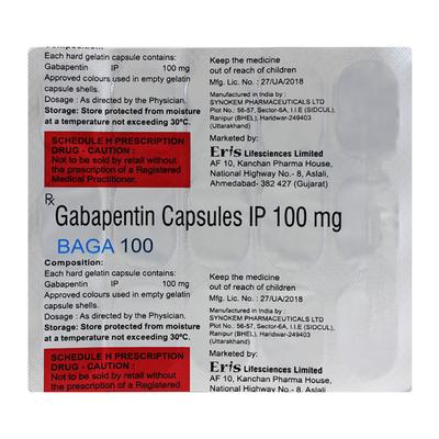 BAGA 100 Capsule 15's - Neuropathic Pain-Dru