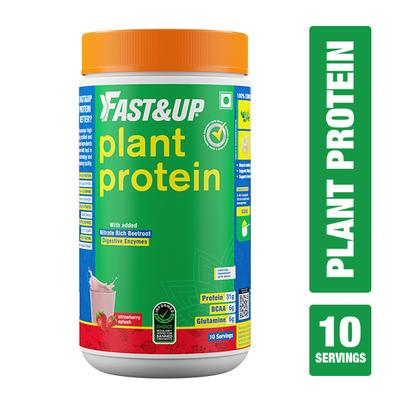 Fast&Up Vegan Plant Protein Powder - Strawberry Splash Flavour 440 gm - Workout Essentials