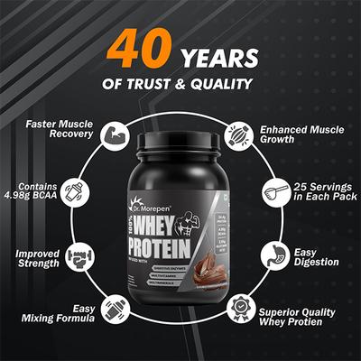 Dr. Morepen Muscle Food 100% Whey Protein Powder - Double Chocolate 1 kg - Whey Proteins