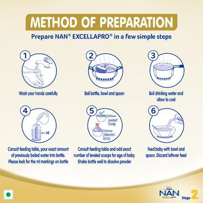 Nestle Nan Excella Pro 2 (6 Months+) Powder 400 gm (Refill Pack) - Baby And Infant Supplements