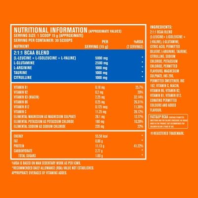 Fast&Up BCAA Intra Training Supplement (30 Servings) - Berry Lemonade Flavour 451.2 gm - Workout Essentials