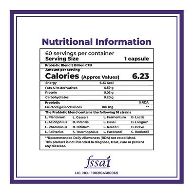Boldfit Probiotics 5 Billion CFU Capsule 60's - Digestive Health