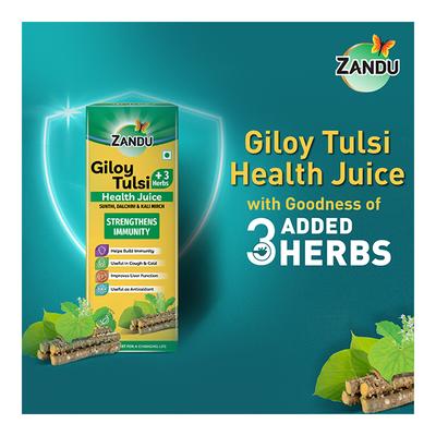 Zandu Giloy Tulsi + 3 Herbs Health Juice 500 ml - Ayurvedic Juices