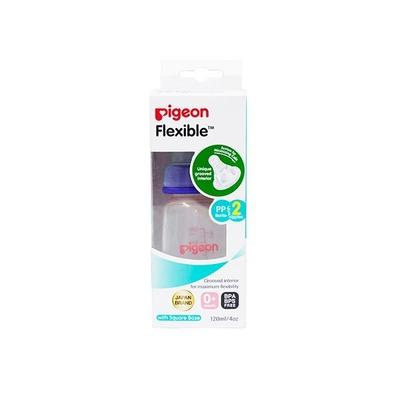 Pigeon Flexible PP Feeding Bottle with Square Base 2 Nipple (S) - Blue 120 ml - Feeding & Nursing