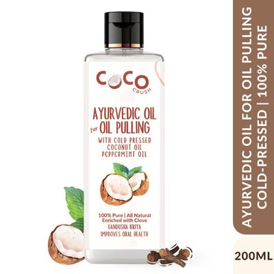 Coco Crush Ayurvedic Cold Pressed Oil Pulling Coconut Oil - Peppermint, Clove 200 ml - Personal Care (Ayush)