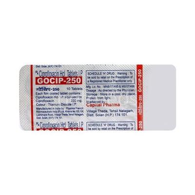 Gocip 250mg Tablet 10'S - Bacterial Infections-Qui