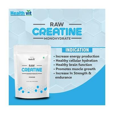 Healthvit Raw Creatine Monohydrate Powder - Unflavored 249 gm - Workout Essentials