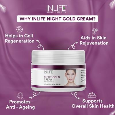 INLIFE Night Gold Face Cream Anti Aging 50 gm - Face Creams