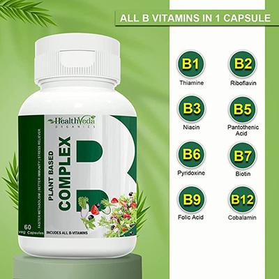 Health Veda Plant Based B Complex Veg Capsule 60's - Herbal Dietary Supplement
