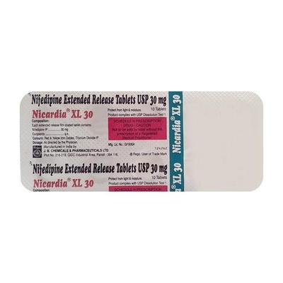 Nicardia XL 30mg Tablet 10'S - Hypertension-Cal