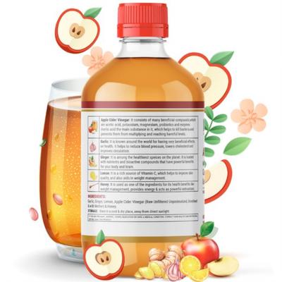 INLIFE Apple Cider Vinegar with Garlic Ginger Lemon Honey & Mother of Vinegar 500 ml - Apple Cider Vinegar - Acv