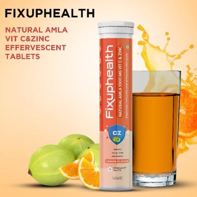 FixUpHealth Natural Amla Effervescent Tablet - Orange Flavour (Pack of 4 x 20s) 1's - Herbal Dietary Supplement