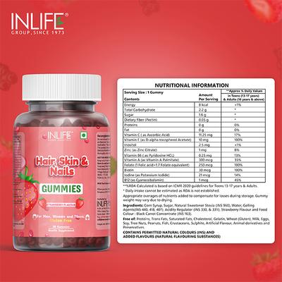 Inlife Hair, Skin & Nail Gummies - Strawberry 30's - Hair & Skin