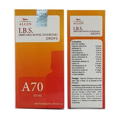 Allen A70 I.B.S.(Irritable Bowel Syndrome) Drops 30 ml - Homeopathic Drops